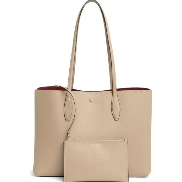 New Kate Spade All Day Large Tote Leather Timeless Taupe - Picture 3 of 5